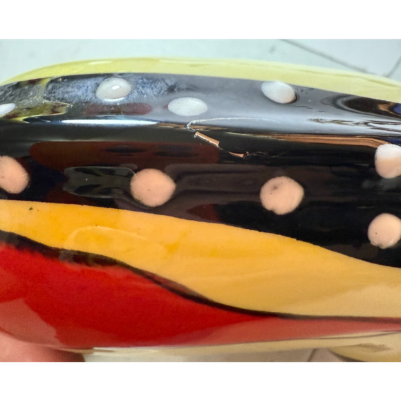 Anatoly Turov Russian Artist Cat Figure Black Polka Dots Chili Peppers Signed - Picture 7 of 7